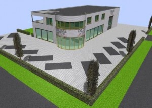Bedrijfsgebouw met woning 3D ontwerp